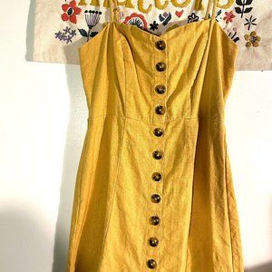 Socialite Mustard Linen Blend Dress